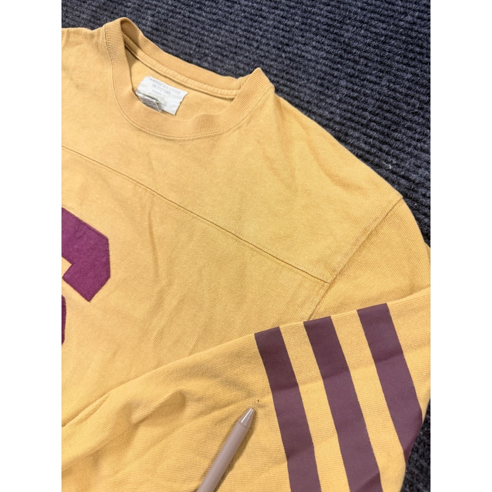 Vintage American Eagle Mens Yellow Long Sleeve Football Tee Shirt Number 6 Large - Picture 5 of 10